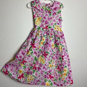 Vintage Plum Pudding Floral Sleeveless Girls Dress Sz 6.